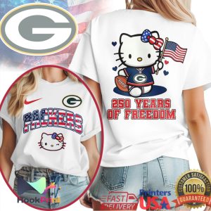 Hello Kitty Green Bay Packers 250 Years Of Freedom Patriotic Fan T Shirt