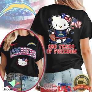 Hello Kitty Los Angeles Chargers 250 Years Of Freedom Patriotic NFL T Shirt