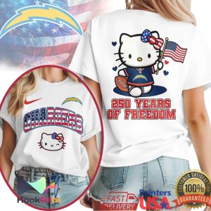 Hello Kitty Los Angeles Chargers 250 Years Of Freedom Patriotic NFL T Shirt