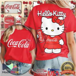 Hello Kitty x Coca Cola Classic Red Dress Mascot Graphic T Shirt