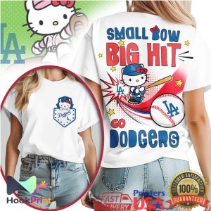 Hello Kitty x LA Dodgers Small Bow Big Hit MLB Baseball T Shirt
