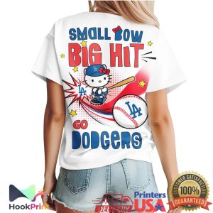 Hello Kitty x LA Dodgers Small Bow Big Hit MLB Baseball T Shirt