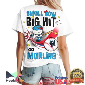 Hello Kitty x Miami Marlins Small Bow Big Hit MLB Baseball T Shirt Hello Kitty x Miami Marlins Small Bow Big Hit MLB Baseball T Shirt