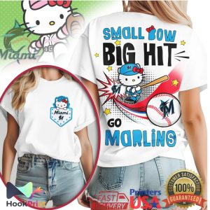 Hello Kitty x Miami Marlins Small Bow Big Hit MLB Baseball T Shirt