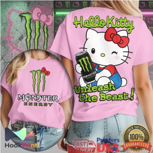Hello Kitty x Monster Energy Unleash The Beast Winking Graphic T Shirt