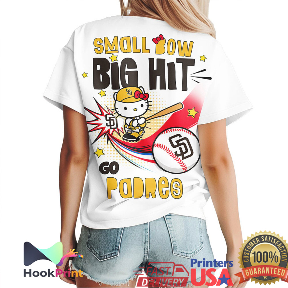 Hello Kitty x San Diego Padres Small Bow Big Hit MLB Baseball T Shirt Hello Kitty x San Diego Padres Small Bow Big Hit MLB Baseball T Shirt