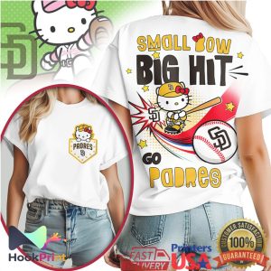 Hello Kitty x San Diego Padres Small Bow Big Hit MLB Baseball T Shirt