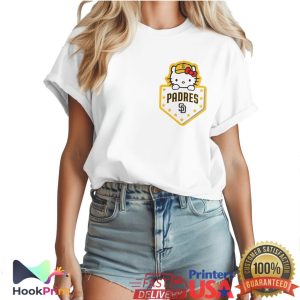 Hello Kitty x San Diego Padres Small Bow Big Hit MLB Baseball T Shirt