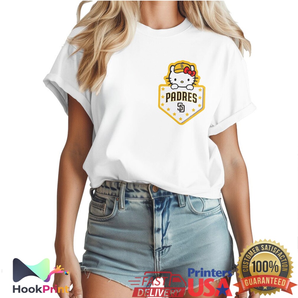 Hello Kitty x San Diego Padres Small Bow Big Hit MLB Baseball T Shirt Hello Kitty x San Diego Padres Small Bow Big Hit MLB Baseball T Shirt