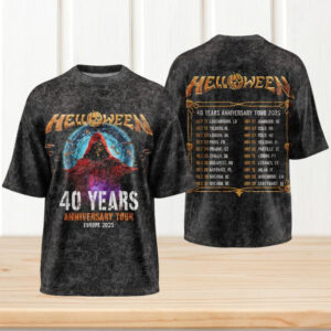 Helloween 40 Years Anniversary Europe Tour 2025 Vintage Distressed Pumpkin Gothic Rock Fans T Shirt Helloween 40 Years Anniversary Europe Tour 2025 Vintage Distressed Pumpkin Gothic Rock Fans T Shirt