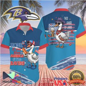 Honk If You Love America and Baltimore Ravens Goose Hawaiian Jersey