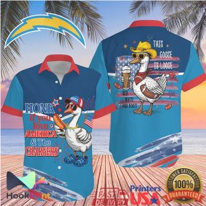 Honk If You Love America and Los Angeles Chargers Goose Hawaiian Jersey