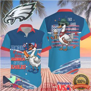 Honk If You Love America and Philadelphia Eagles Goose Hawaiian Jersey