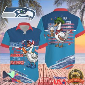 Honk If You Love America and Seattle Seahawks Goose Hawaiian Jersey