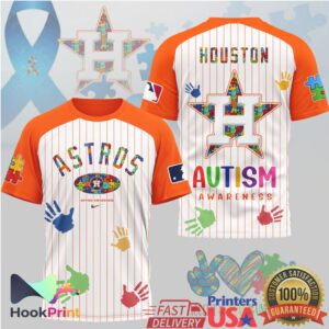 Houston Astros MLB Autism Awareness 2026 Retro Pinstripe Puzzle Fans Men Women T Shirt Houston Astros MLB Autism Awareness 2026 Retro Pinstripe Puzzle Fans Men Women T Shirt
