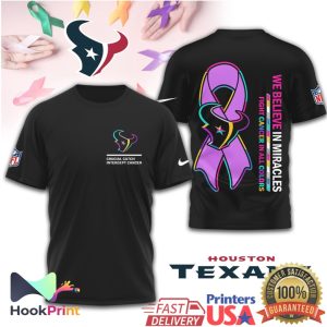 Houston Texans Crucial Catch Intercept Cancer Multi Color Ribbon T Shirt