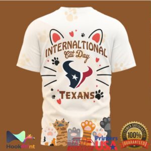 Houston Texans International Cat Day Paw Prints 2026 Retro Style Men Women Fans T Shirt