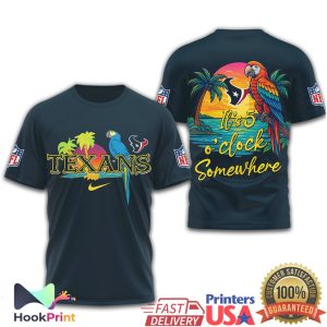 Houston Texans Margaritaville It’s 5 O’Clock Somewhere Tropical Parrot T Shirt Houston Texans Margaritaville It’s 5 O’Clock Somewhere Tropical Parrot T Shirt