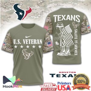 Houston Texans NFL Salute to Service US Veteran Military Camo T Shirt