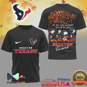 Houston Texans Peanuts Snoopy Fall Collection Wonderful Time Of The Year T Shirt Houston Texans Peanuts Snoopy Fall Collection Wonderful Time Of The Year T Shirt