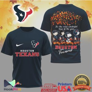 Houston Texans Peanuts Snoopy Fall Collection Wonderful Time Of The Year T Shirt