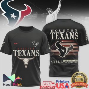 Houston Texans Still The Problem Steer Skull American Flag T Shirt