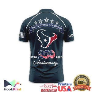 Houston Texans USA 250th Anniversary 1776 2026 Custom Name Polo Shirt Houston Texans USA 250th Anniversary 1776 2026 Custom Name Polo Shirt
