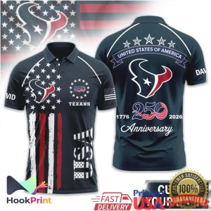 Houston Texans USA 250th Anniversary 1776 2026 Custom Name Polo Shirt