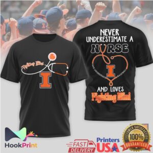 Illinois Fighting Illini Baseball Never Underestimate A Nurse Women Orange T Shirt