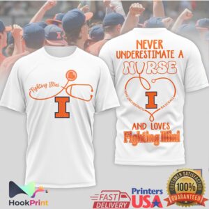 Illinois Fighting Illini Baseball Never Underestimate A Nurse Women Orange T Shirt