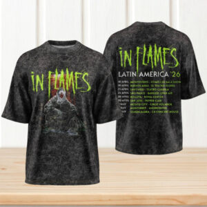 In Flames Latin America 26 Tour Green Logo Vintage Retro Style T Shirt In Flames Latin America 26 Tour Green Logo Vintage Retro Style T Shirt