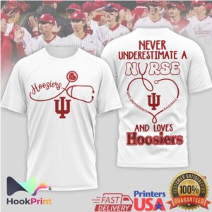 Indiana Hoosiers Baseball Never Underestimate A Nurse Women Red White T Shirt