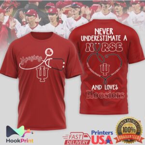 Indiana Hoosiers Baseball Never Underestimate A Nurse Women Red White T Shirt