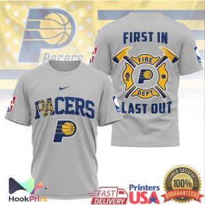 Indiana Pacers Fire Dept First In Last Out Firefighter Basketball T Shirt