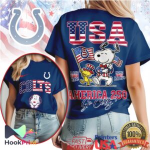 Indianapolis Colts America 250 Snoopy Woodstock USA Patriotic T Shirt