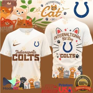 Indianapolis Colts International Cat Day Paw Prints 2026 Retro Style Men Women Fans T Shirt Indianapolis Colts International Cat Day Paw Prints 2026 Retro Style Men Women Fans T Shirt
