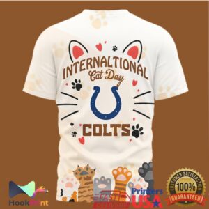 Indianapolis Colts International Cat Day Paw Prints 2026 Retro Style Men Women Fans T Shirt