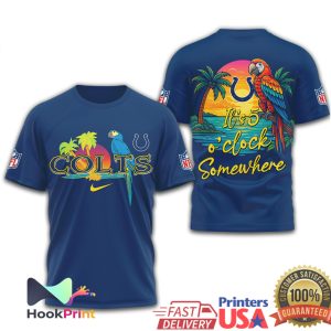 Indianapolis Colts It's 5 O'Clock Somewhere Tropical Parrot NFL T Shirt