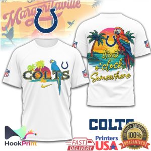 Indianapolis Colts It's 5 O'Clock Somewhere Tropical Parrot NFL T Shirt