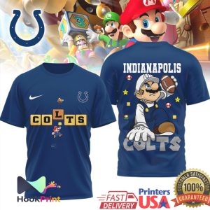 Indianapolis Colts Mario Bros Block Design NFL T Shirt