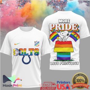 Indianapolis Colts NFL More Pride Less Prejudice Snoopy Rainbow 2026 T Shirt Indianapolis Colts NFL More Pride Less Prejudice Snoopy Rainbow 2026 T Shirt