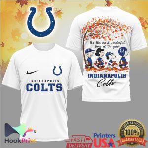 Indianapolis Colts Peanuts Autumn Most Wonderful Time of the Year T Shirt