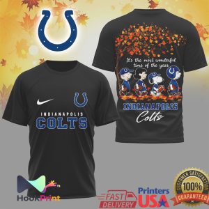 Indianapolis Colts Peanuts Autumn Most Wonderful Time of the Year T Shirt