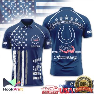 Indianapolis Colts USA 250th Anniversary 1776 2026 Custom Name Polo Shirt