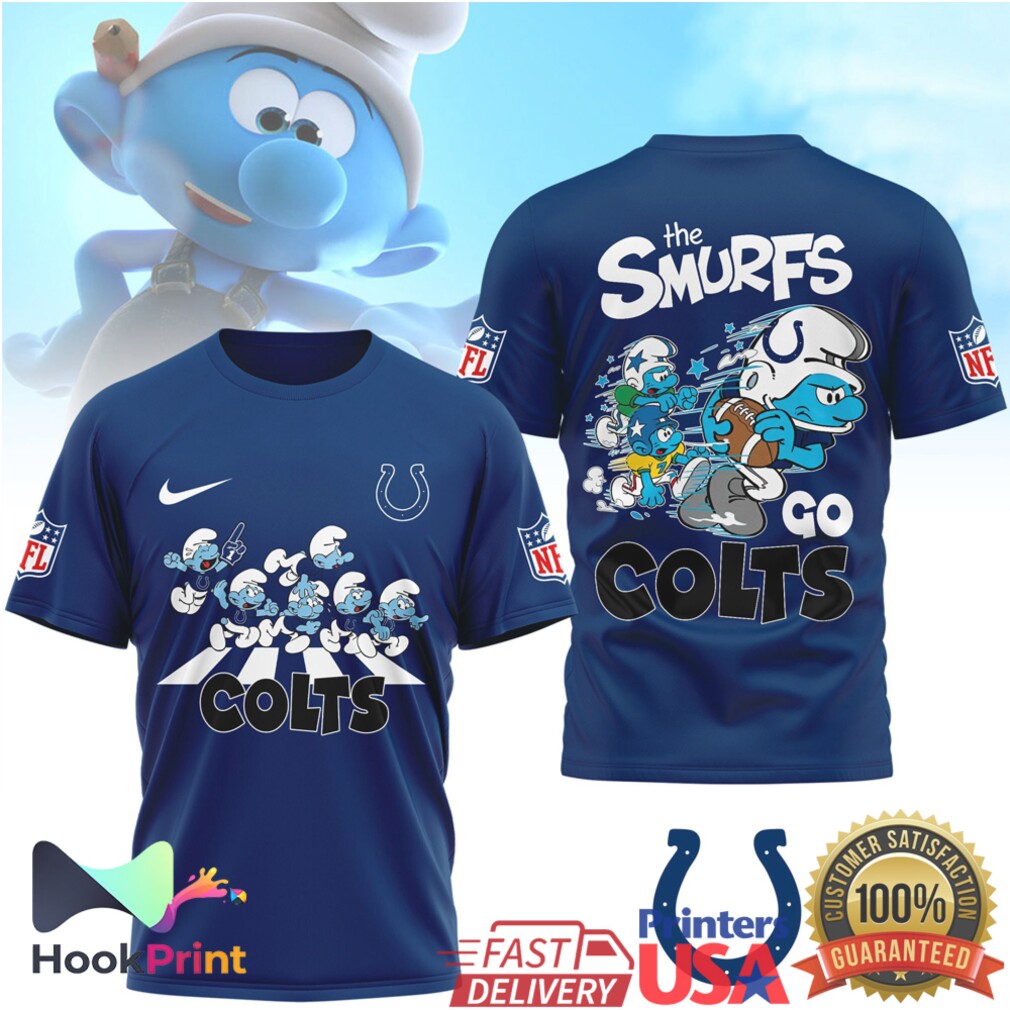 Indianapolis Colts x The Smurfs Go Colts Abbey Road NFL T Shirt Indianapolis Colts x The Smurfs Go Colts Abbey Road NFL T Shirt