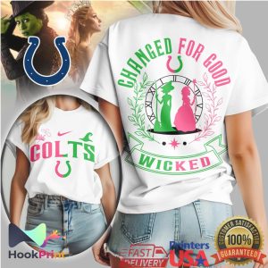 Indianapolis Colts x Wicked Changed For Good Pink Green Football T Shirt