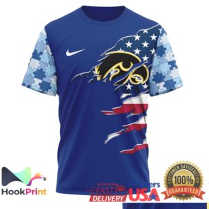 Iowa Hawkeyes Autism Awareness Support 2026 Blue Ribbon Puzzle Fans T Shirt