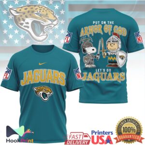 Jacksonville Jaguars Armor of God Peanuts Snoopy Charlie Brown T Shirt Jacksonville Jaguars Armor of God Peanuts Snoopy Charlie Brown T Shirt