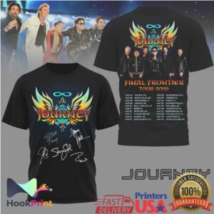 Journey Band Final Frontier Tour 2026 Signatures Retro Rock Music Fans Concert Black T Shirt Journey Band Final Frontier Tour 2026 Signatures Retro Rock Music Fans Concert Black T Shirt