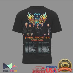 Journey Band Final Frontier Tour 2026 Signatures Retro Rock Music Fans Concert Black T Shirt